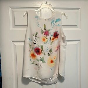 Rose & Olive Sleeveless White and Orange Blouse